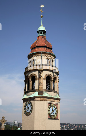 Stoccarda, Evangelische Markuskirche, 1906-1908 erbaut von Heinrich Dolmetsch, Turm von Süden Foto Stock