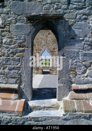 L'Irlanda, nella contea di Kerry, ardfert, cattedrale cristiana, rovinato reliquia religiosa nel paesaggio irlandese, Foto Stock