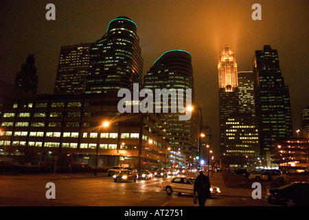 Northern skyline del centro di Minneapolis visto dalla Biblioteca Centrale su Marquette Avenue. Minneapolis Minnesota MN USA