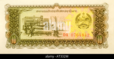 Una vecchia versione comunista del Laos valuta la Kip nel gennaio 2008 un dollaro statunitense eguagliato 9 300 KIP Lao Foto Stock