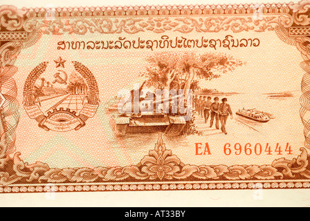 Una vecchia versione comunista del Laos valuta la Kip nel gennaio 2008 un dollaro statunitense eguagliato 9 300 KIP Lao Foto Stock