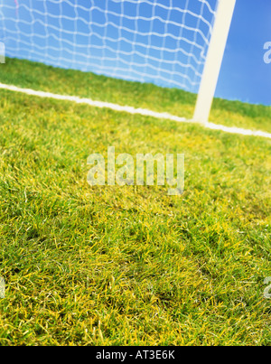 Un obiettivo di calcio, close-up Foto Stock