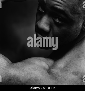 Ritratto di un pugile nero Foto Stock