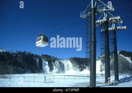 La funicolare ski lift passa nella parte anteriore del Montmorency Cade vicino a Beauport ,Quebec City .Canada Foto Stock