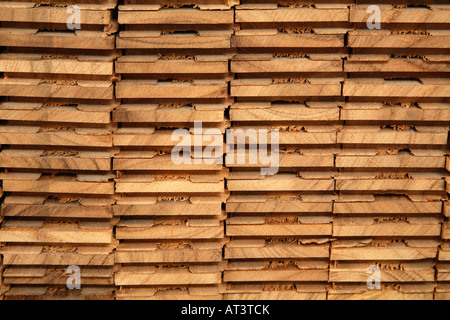 Quattro stack di colonna di parquet di legno di dimensioni lastre per pavimentazione fine su Foto Stock