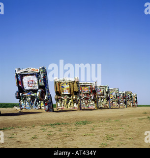 Geografia / viaggi, STATI UNITI D'AMERICA, Texas, Amarillo, Route 66, Cadillac Ranch, Nord America, auto, arte, CEAM, Foto Stock