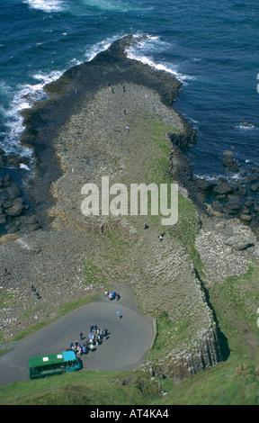 Vista verticale verso il basso per il Grande Giants Causeway Irlanda del Nord Foto Stock