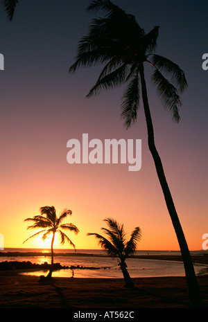 Sunset Poipu Kauai Hawaii USA Foto Stock
