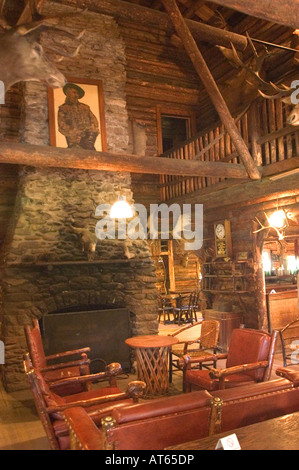 Buffalo Bill's Hunting Lodge, Pahaska Tepee è un Log Cabin offre alloggi vicino a Cody, WY. Foto Stock