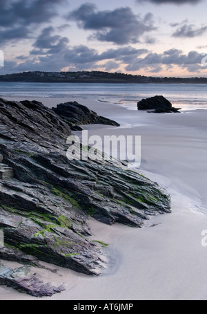 Tramonto sull'estuario del cammello guardando attraverso l'estuario di Rock North Cornwall Foto Stock