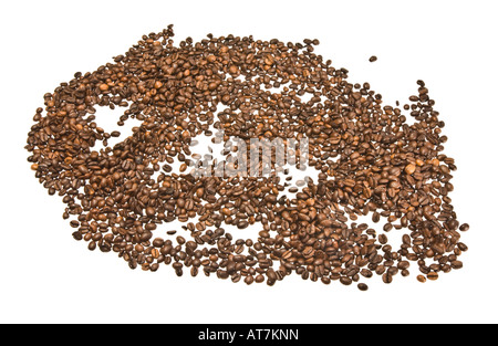 L'espresso piccoli chicchi di caffè coffeebeans intaglio molto pila mazzetto accumulo di heap makro macro close up closeup Foto Stock