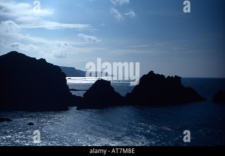 Affioramenti di roccia a Hartland Quay, North Devon Coast Foto Stock