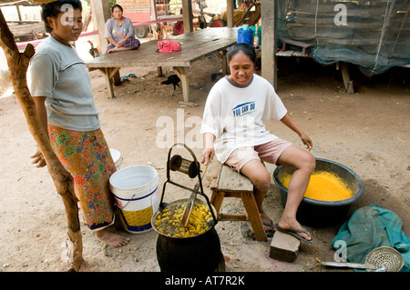 La produzione della seta in isan del nord est della Thailandia Foto Stock