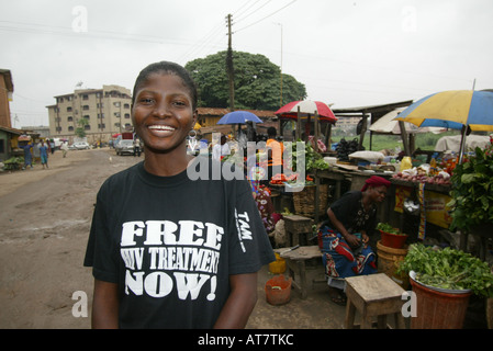 In Lagos numerose sono le persone contagiate dal virus dell AIDS. Activits vieni per un libero accesso ai farmaci ARV Foto Stock