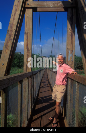 Hanapepe ponte oscillante, Hanapepe, Kauai Foto Stock