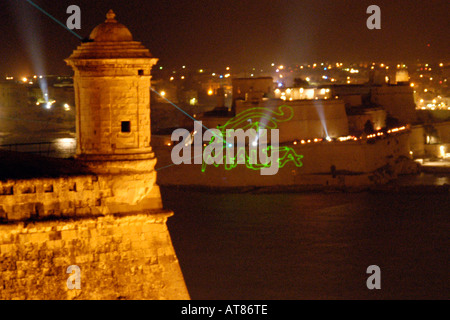 Fuochi d'artificio Fort Lascaris de La Valletta Malta Foto Stock