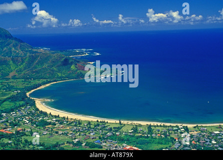 Hanalei Bay, Kauai, antenna Foto Stock