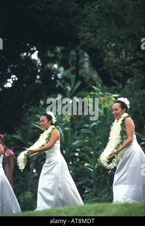 Hula ballerini eseguono al principe molti festival, Oahu Foto Stock