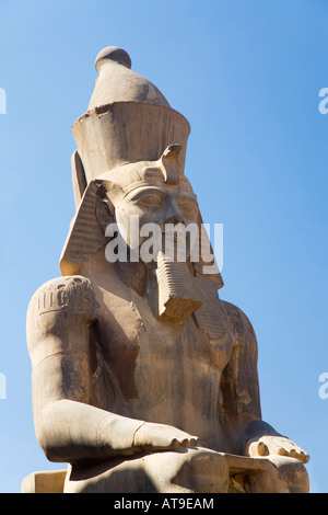 Statua di Ramses II in estate sole Tempio di Karnak Sito Patrimonio Mondiale dell'UNESCO Luxor Egitto Nord Africa Foto Stock