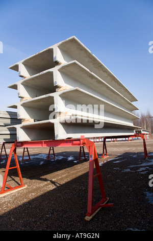 Inventario e stoccaggio di elementi prefabbricati per costruzioni in calcestruzzo , Finlandia Foto Stock