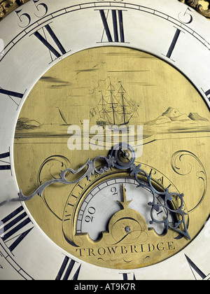 Longcase quadrante di orologio circa 1770 Foto Stock