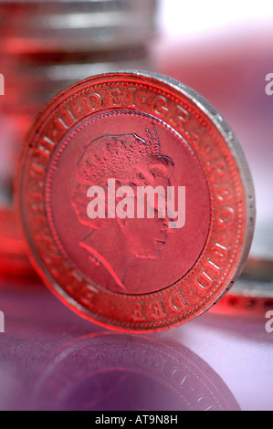 Coin, due,lb,moneta,monete,soldi,sterling,profilo, Foto Stock