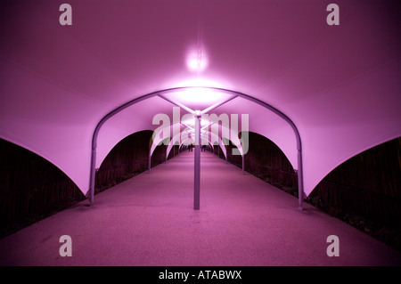 La passerella che porta da e per l'O2 Arena di Londra Foto Stock