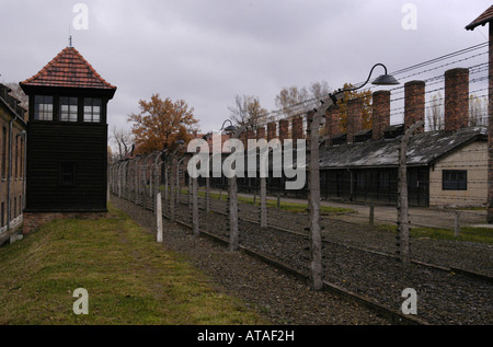 Zona della morte in Auschwitz-Birkenau ex-nazista tedesco Campo di Concentramento Foto Stock