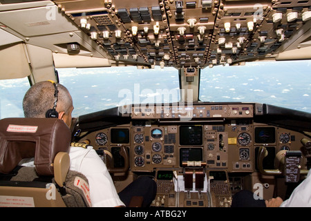 Sud Africa l'interno di un El Al Boeing 767 cockpit a decollare da Johannesburg Foto Stock