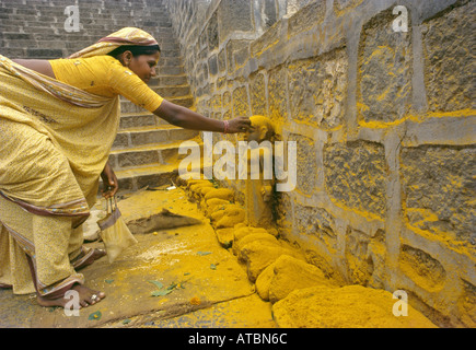 Idolo di Banai khandobas seconda moglie Jejuri Maharashtra India Foto Stock