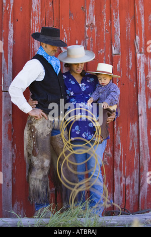 Cowboy-famiglia nel selvaggio west, STATI UNITI D'AMERICA, Oregon Foto Stock