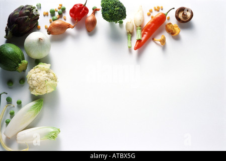 Assortimento di verdure, visto dal direttamente sopra Foto Stock