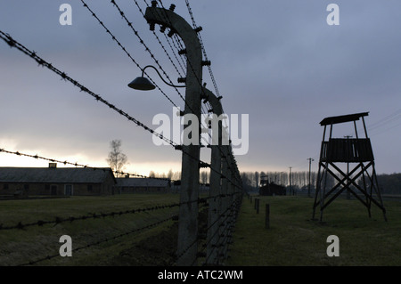 Zona della morte in Auschwitz-Birkenau ex-nazista tedesco Campo di Concentramento Foto Stock