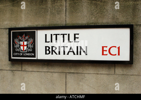 Little Britain cartello stradale nella città di Londra Foto Stock