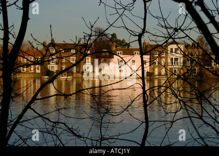 Strand sul verde e sul Fiume Tamigi osservata attraverso i rami London Inghilterra England Foto Stock