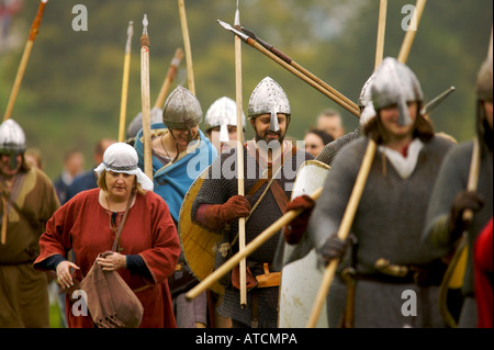 Rievocazione della battaglia di Hastings sul campo di battaglia di effettivo nel Sussex England Foto Stock