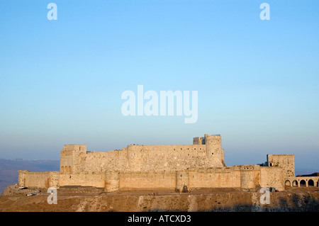 Luce della Sera su Krak dei Cavalieri, Quala Al Hosn, cavalieri crociati, Siria centrale, Medio Oriente. DSC 6144 Foto Stock