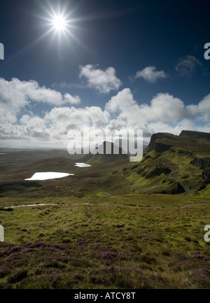 Il Quairaing su Trotternish Ridge sull'Isola di Skye. Prese su di un soleggiato settembre giornata. Foto Stock