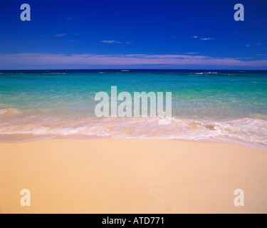 Aqua blue acqua scorre sulle spiagge di sabbia rosa dell'isola delle Bermuda Foto Stock