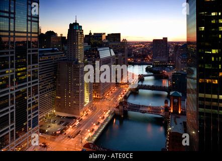 West Wacker Drive, Chicago, Illinois, Stati Uniti d'America Foto Stock