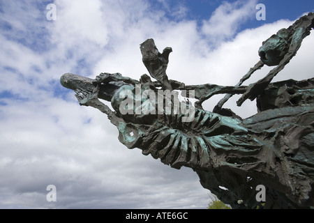 La morte nave scultura dettaglio, County Mayo, Irlanda Foto Stock