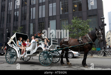 I turisti facendo un giro in carrozza a cavallo, Montreal, Canada Foto Stock