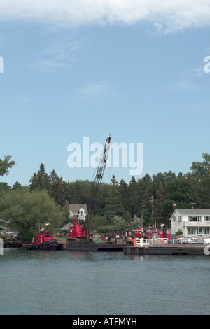Il lavoro Barge, La Pointe Wisconsin USA midwest Foto Stock