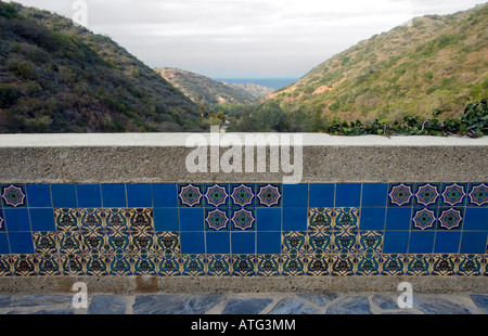Vista dal portico del William Wrigley Jr Memorial, Isola di Santa Catalina, CA Foto Stock