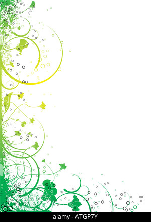 Abstract design floreale in giallo e verde che renderà un confine ideale Foto Stock