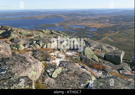 Una vista dalla cima del monte Jarre 925 metri nr Jokkmokk Lapland Svezia Foto Stock