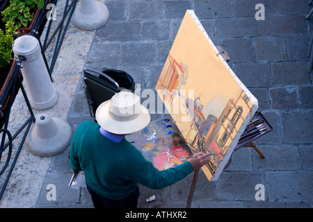 Artista pittura una vista sul Canal Grande Venezia Italia Foto Stock