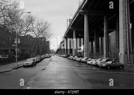 Lower East Side e il Williamsburg Bridge in New York City Foto Stock