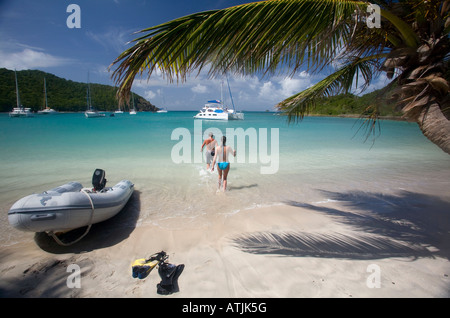 Spiaggia deserta Salt Whistle Bay Mayneau St Vincent Winward Islands Lesser Antilles British West Indies Foto Stock