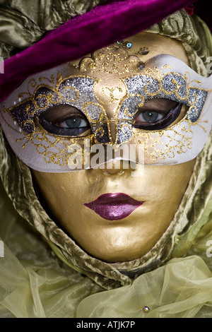 Ritratto di un uomo vestito in costume di carnevale e una maschera per il  Carnevale di Venezia Veneto Italia Foto stock - Alamy